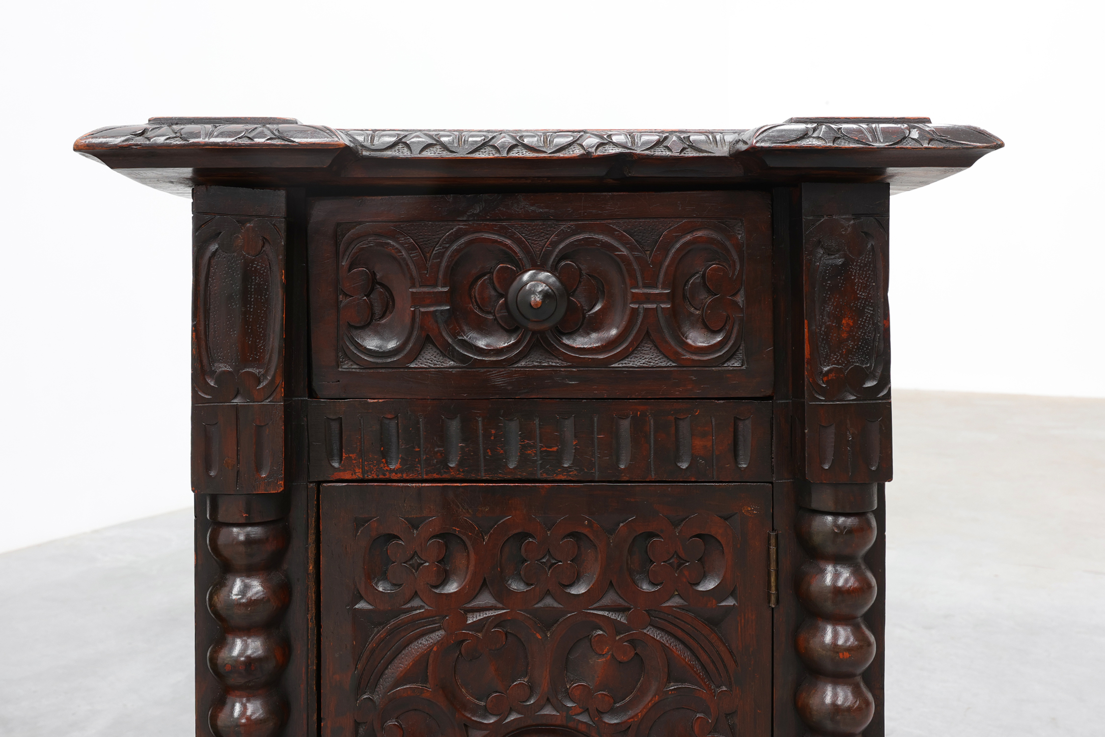 Pair of Breton Carved Oak Bedside Cabinets, France, circa 1900thumbnail